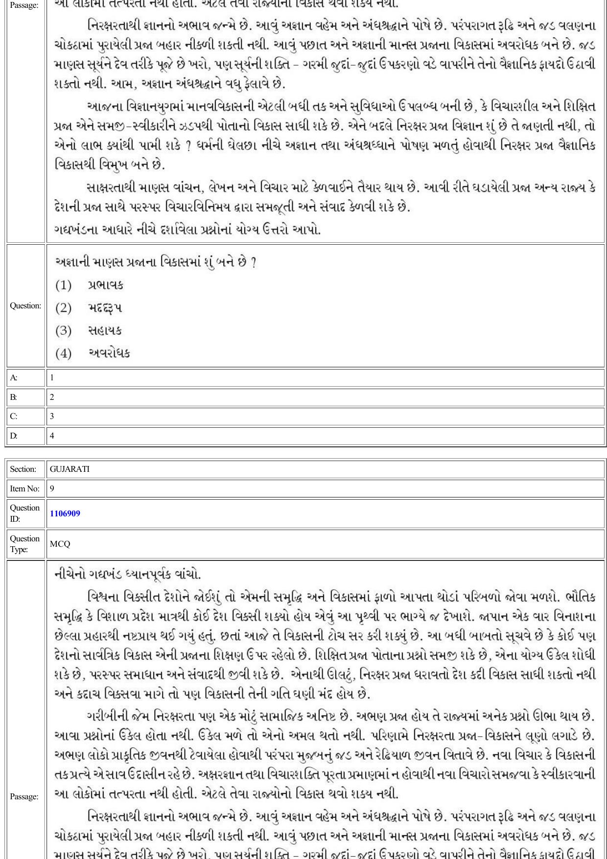 CUET 2022 Question Paper of Gujarati - Page 8