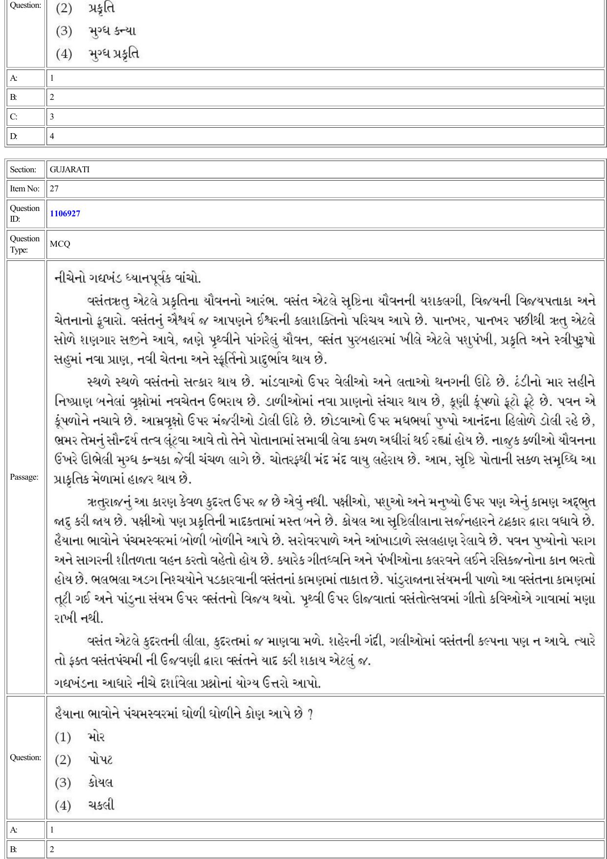 CUET 2022 Question Paper of Gujarati - Page 25
