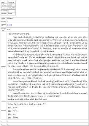 CUET 2022 Question Paper of Gujarati