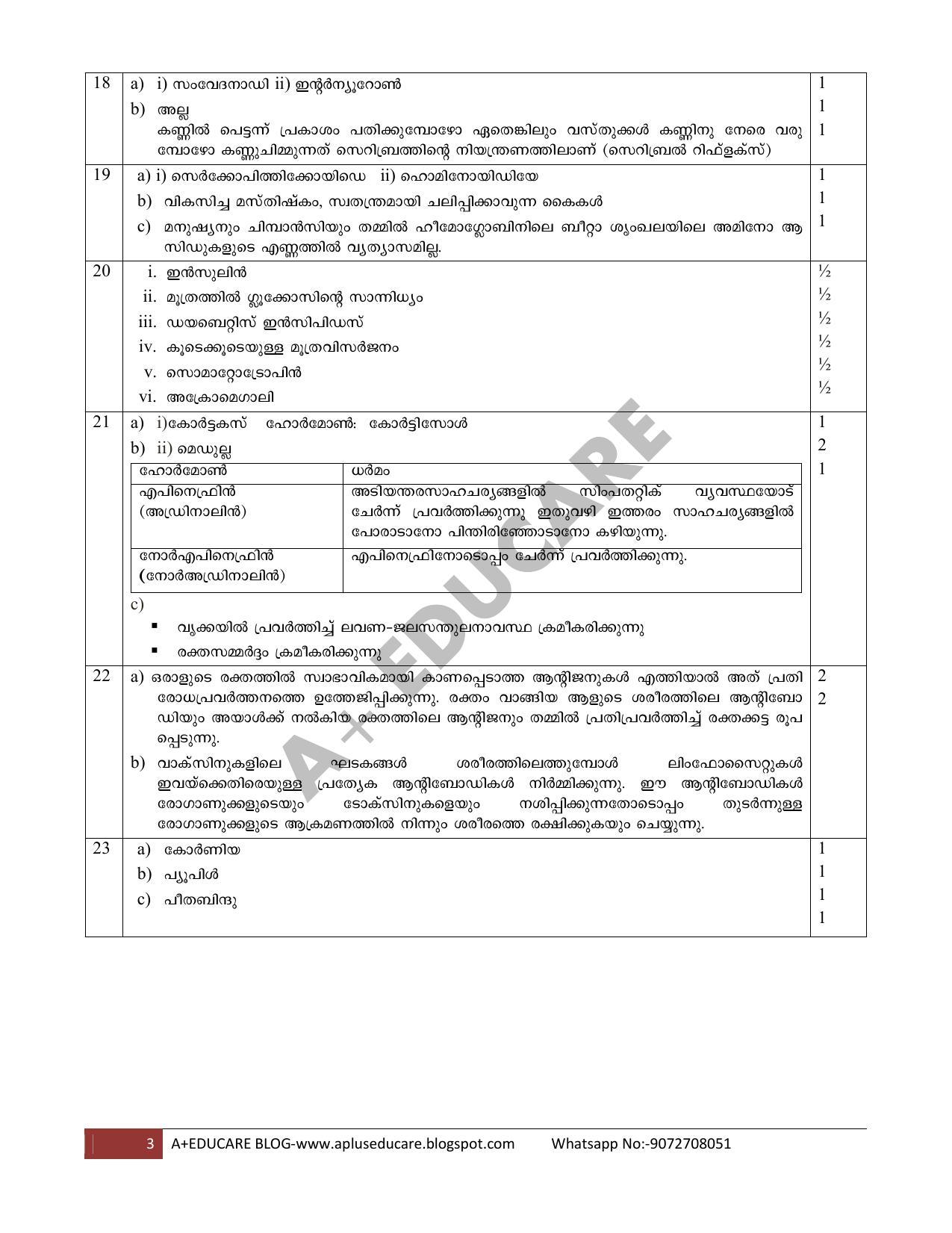 Kerala SSLC 2020 Biology Answer Key (MM) - Page 3