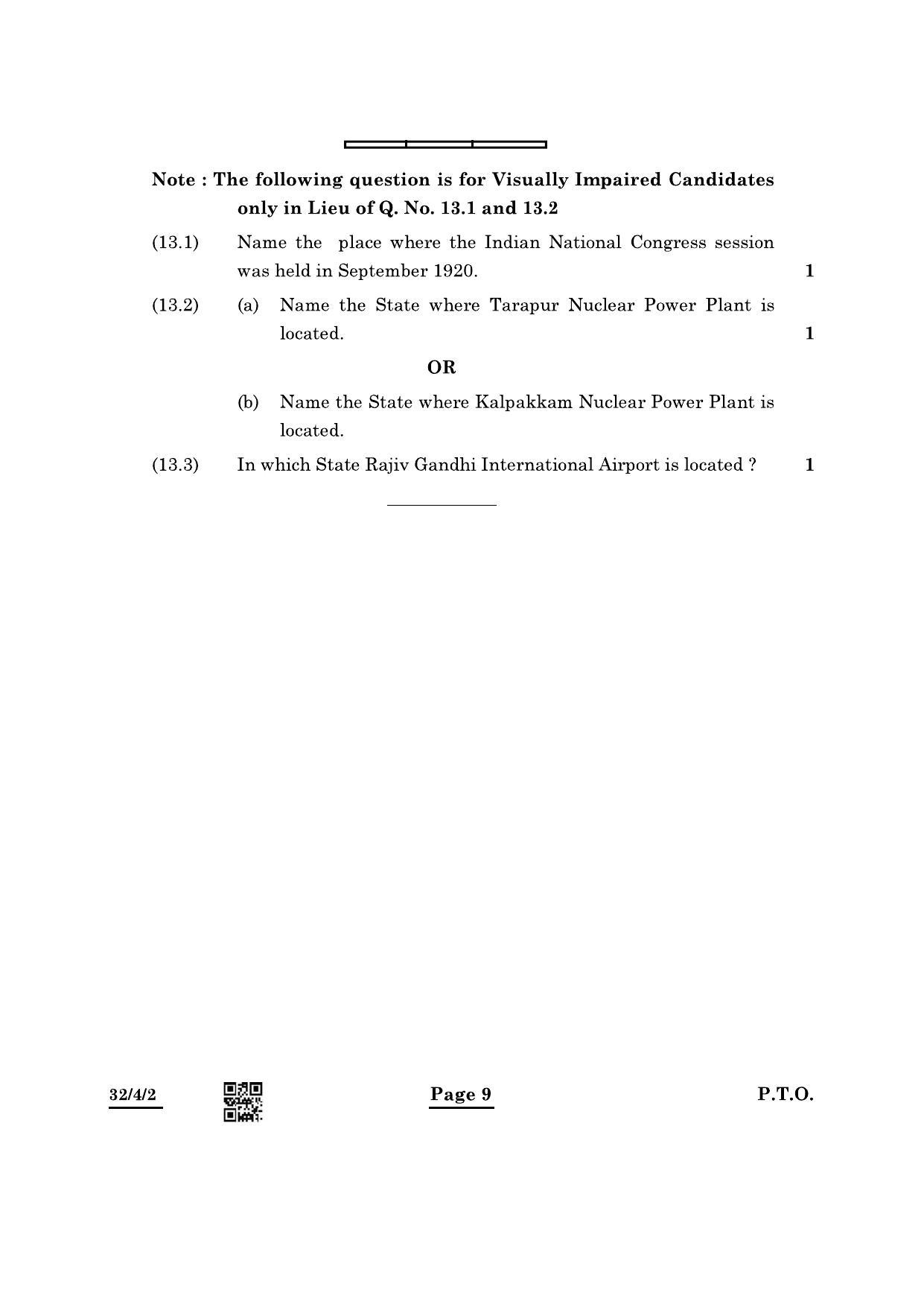 CBSE Class 10 32-4-2 Social Science 2022 Question Paper - Page 9