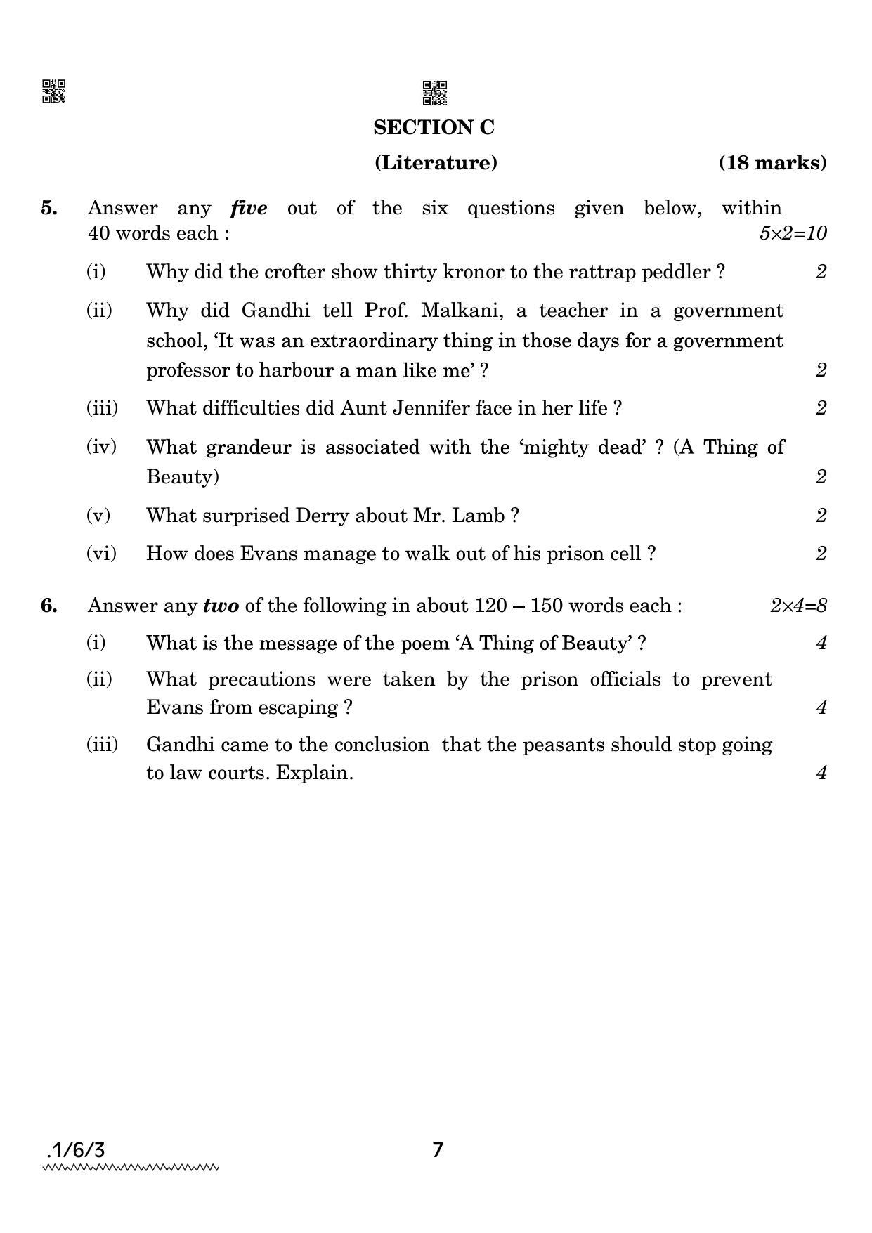 CBSE Class 12 1-6-3 ENGLISH CORE 2022 Compartment Question Paper - Page 7