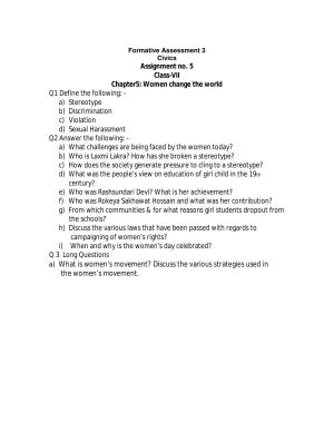 CBSE Worksheets for Class 7 Civics Assignment 5