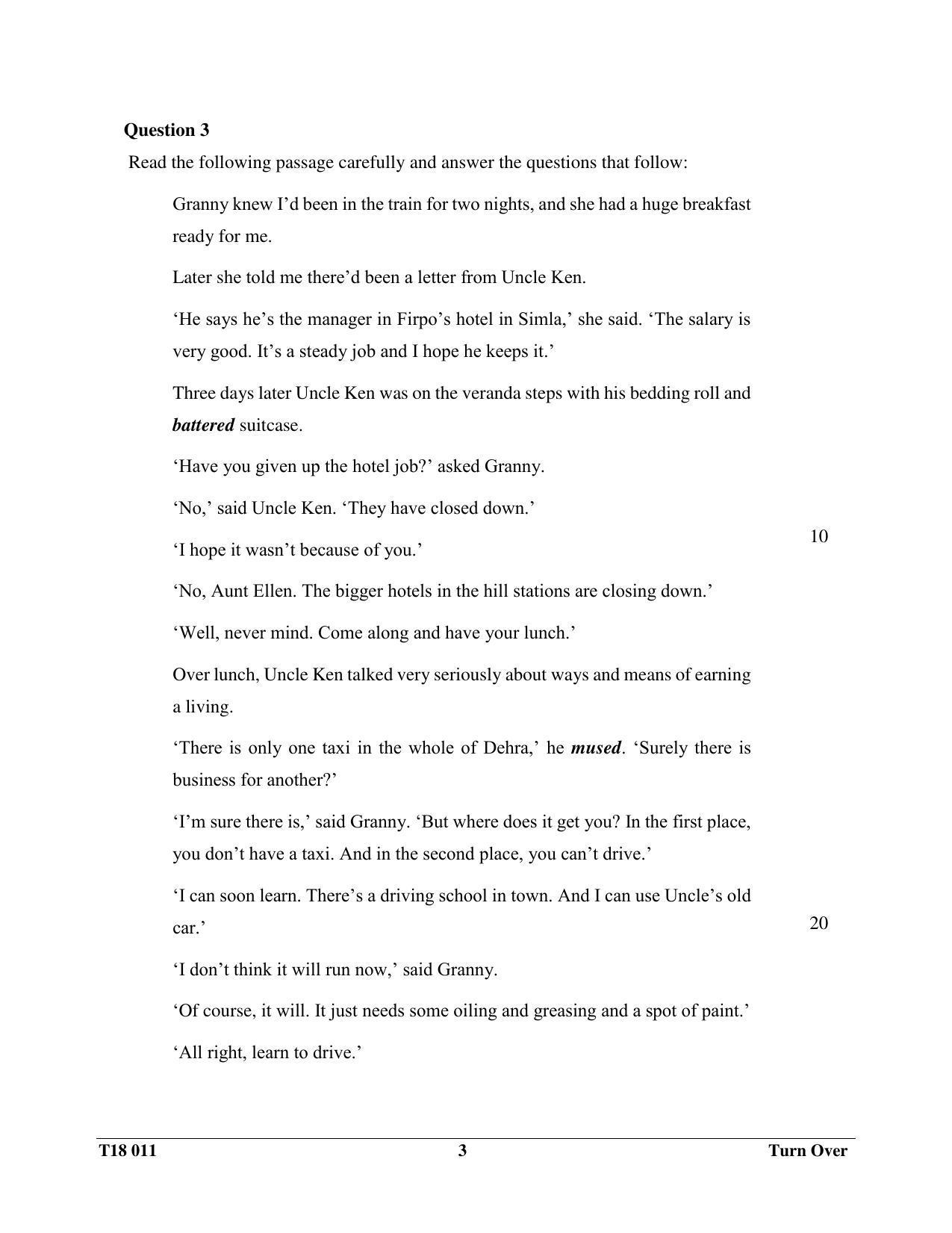 ICSE Class 10 English Paper I 2018 Question Paper - Page 3