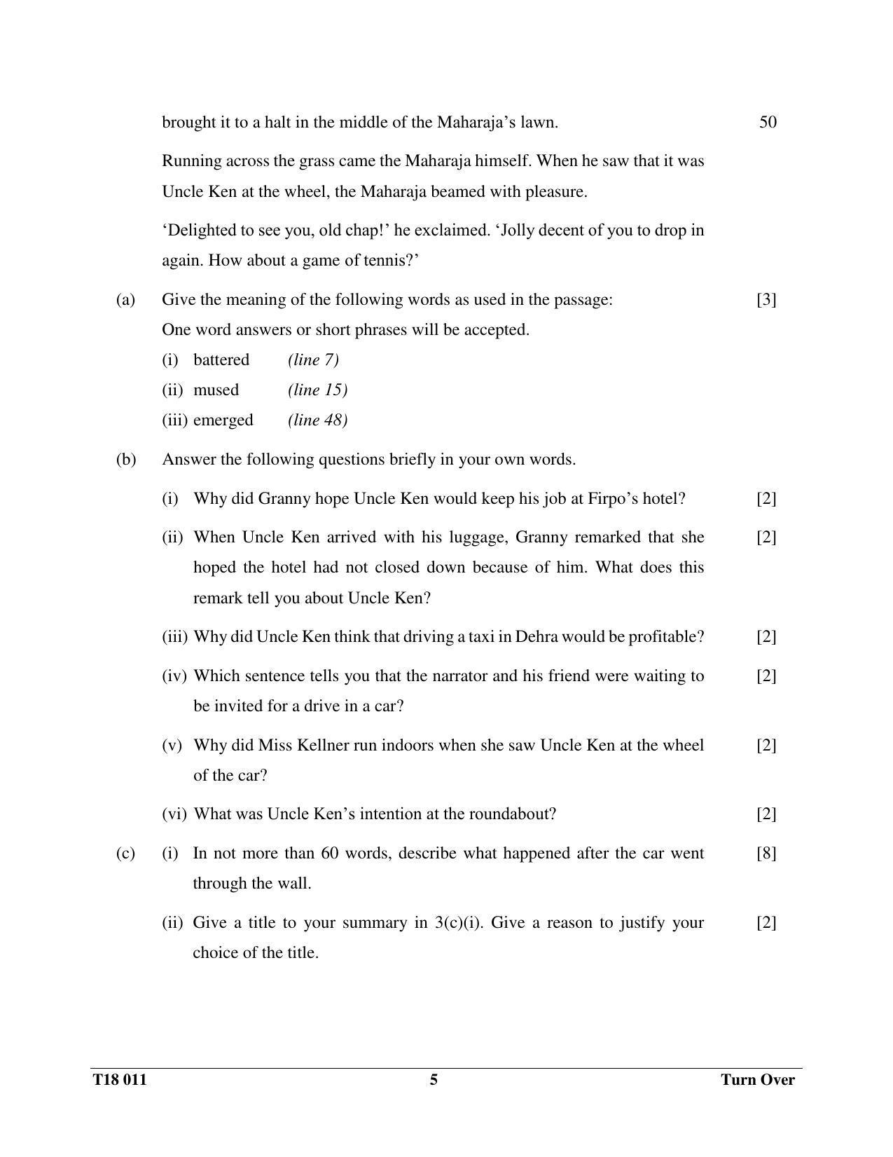 ICSE Class 10 English Paper I 2018 Question Paper - Page 5