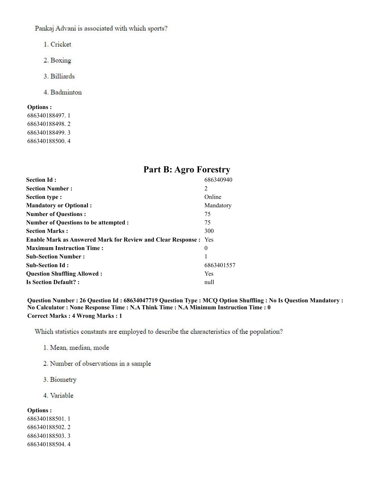 CUET 2023 SCQP02 - Agro-forestry (Eng) Shift 2 Question Papers - Page 26