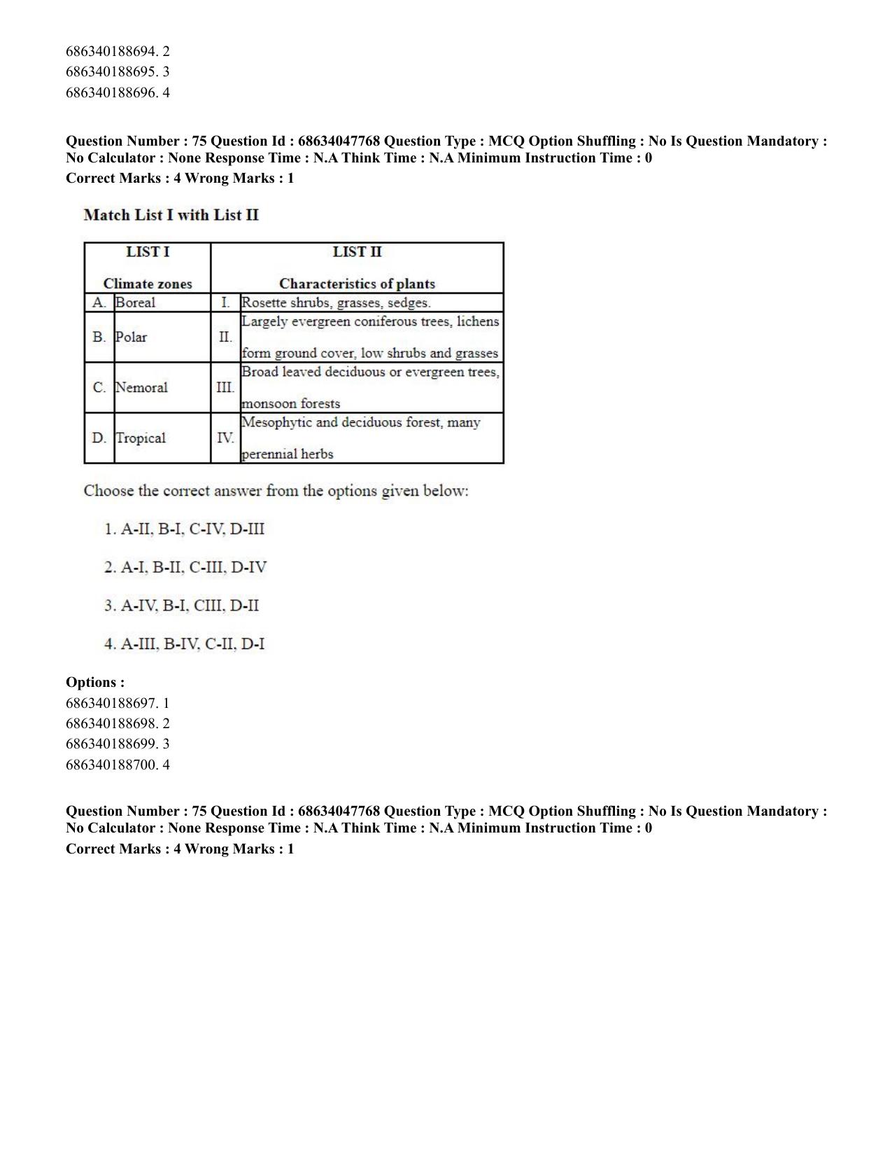 CUET 2023 SCQP02 - Agro-forestry (Eng) Shift 2 Question Papers - Page 76
