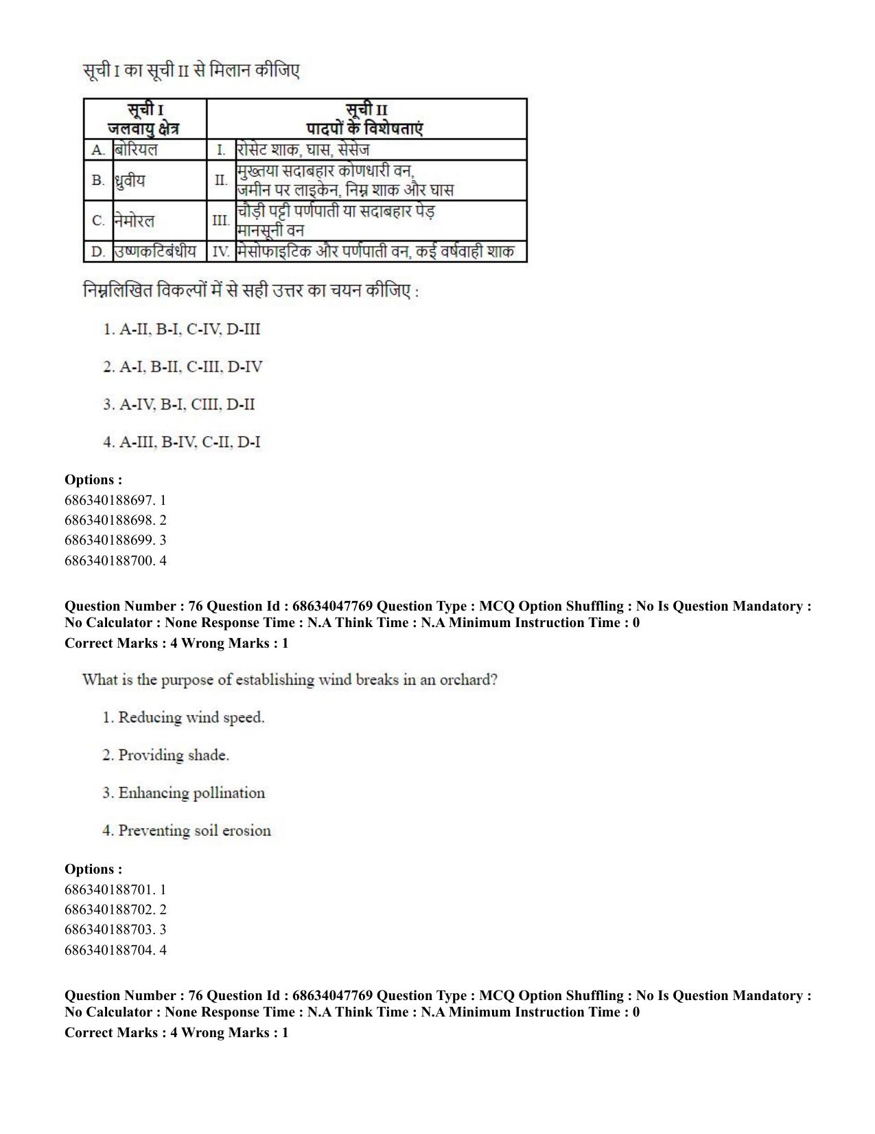 CUET 2023 SCQP02 - Agro-forestry (Eng) Shift 2 Question Papers - Page 77