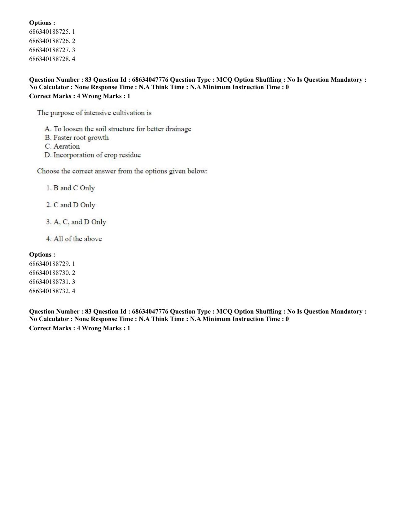 CUET 2023 SCQP02 - Agro-forestry (Eng) Shift 2 Question Papers - Page 84
