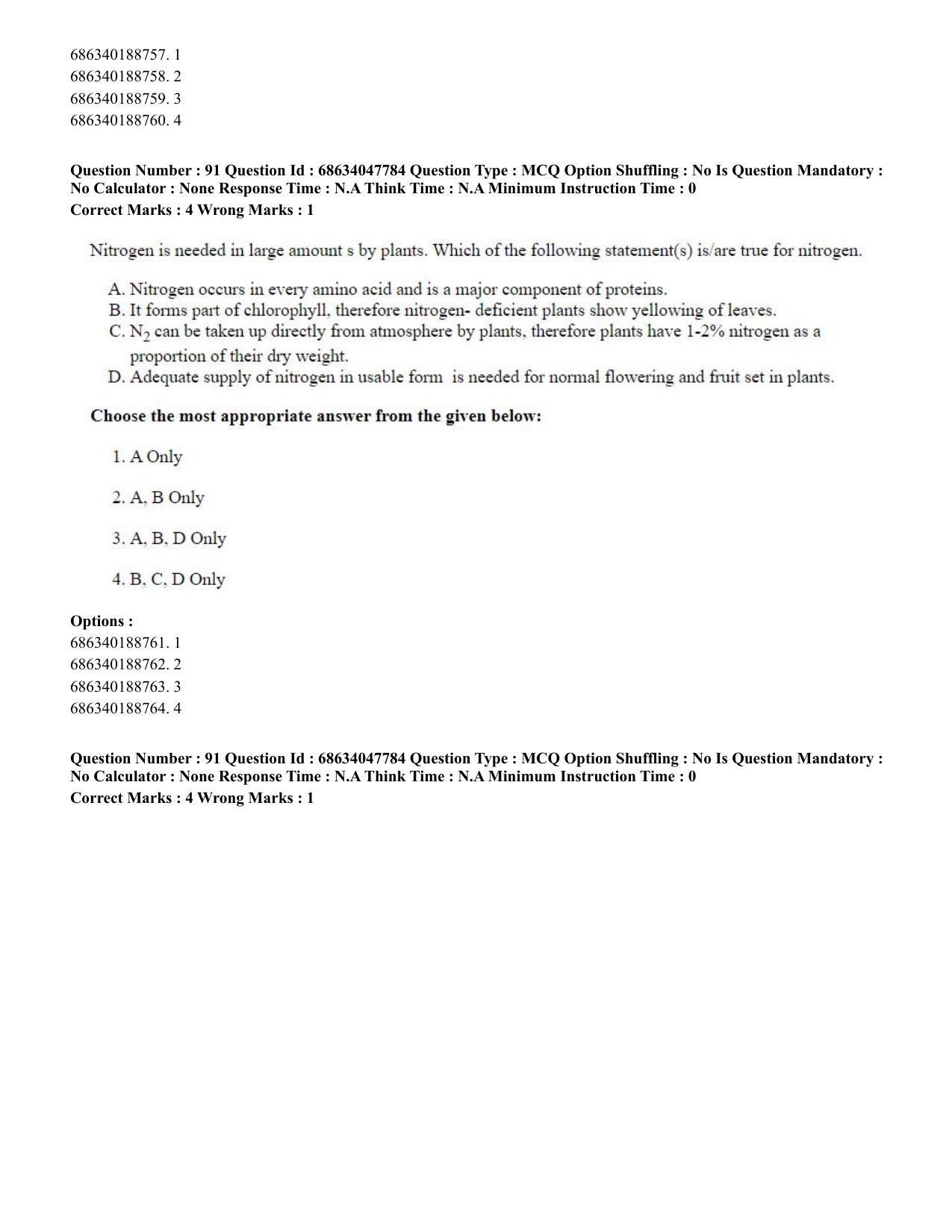 CUET 2023 SCQP02 - Agro-forestry (Eng) Shift 2 Question Papers - Page 92