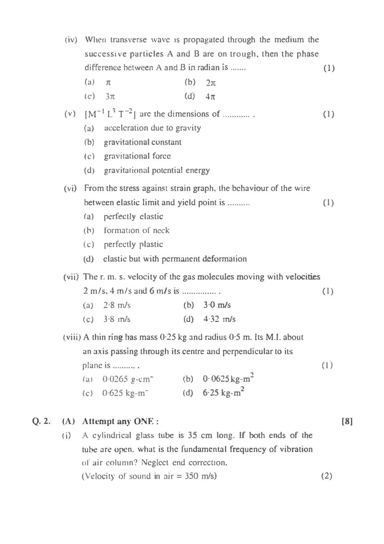 Maharashtra Board HSC Physics 2011 Question Paper - Page 2