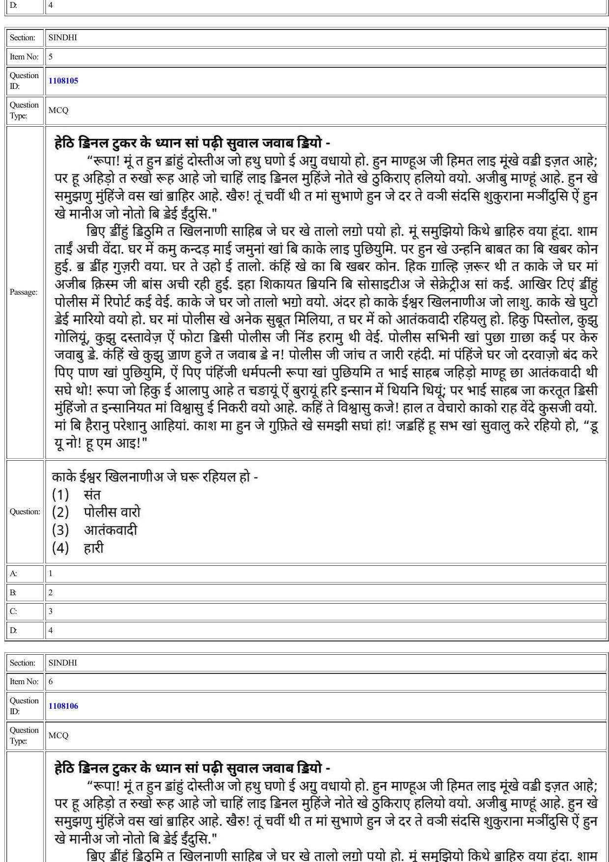 CUET 2022 Question Paper of Sindhi - Page 4