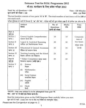 IGNOU B.Ed 2012 Question Paper