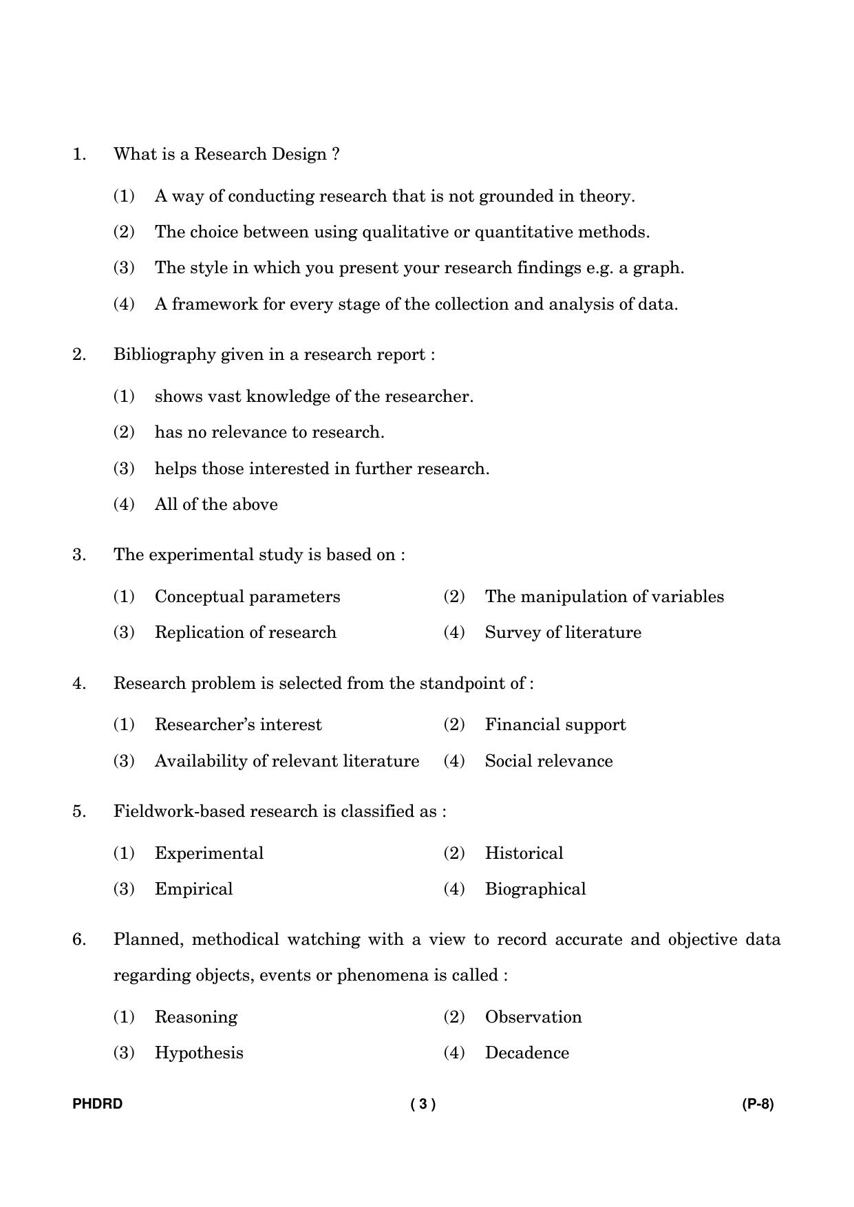 IGNOU PhD Entrance Test Ph. D. (Rural Development) Entrance Test, July, 2023 Question Paper - Page 4