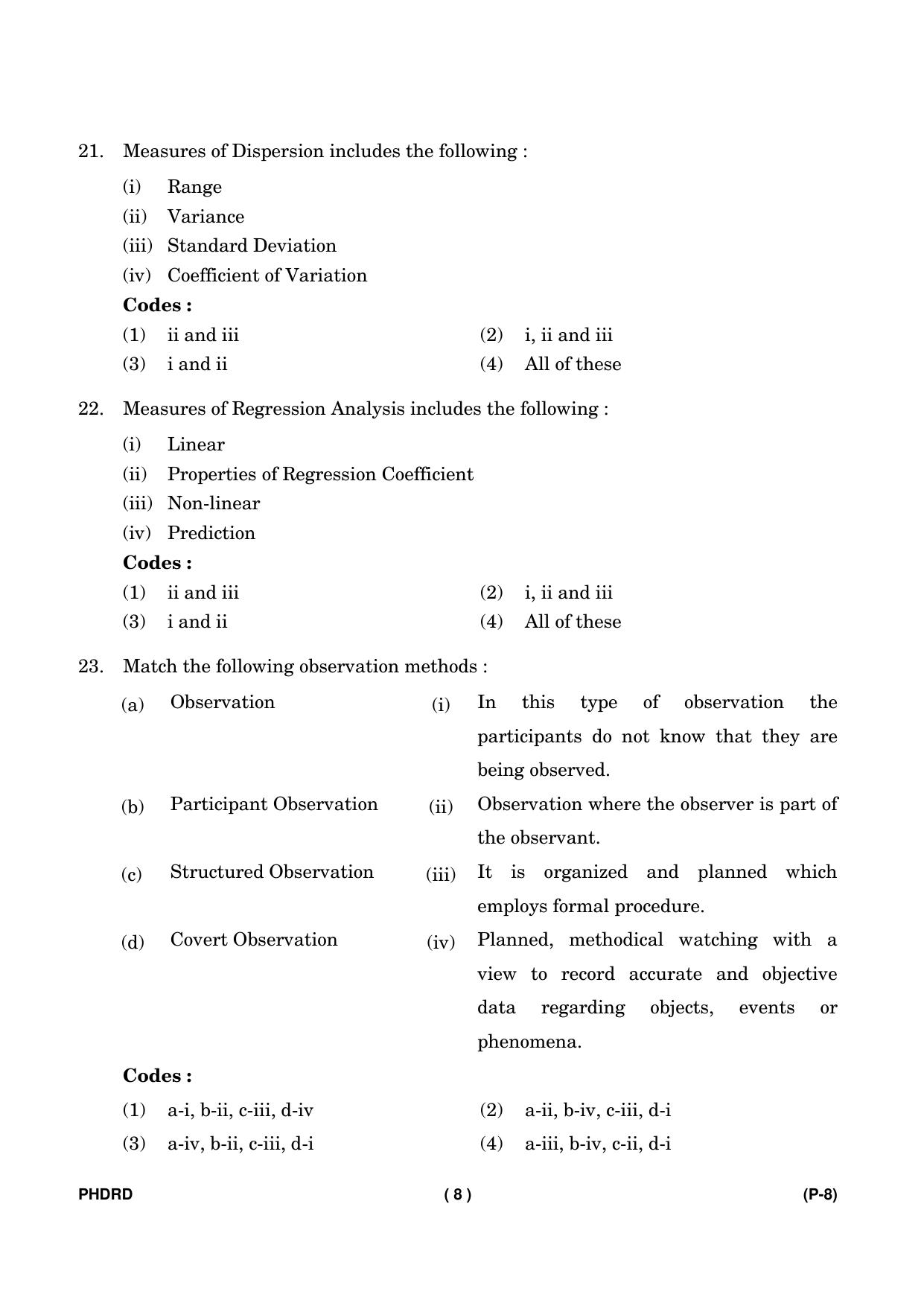 IGNOU PhD Entrance Test Ph. D. (Rural Development) Entrance Test, July, 2023 Question Paper - Page 9