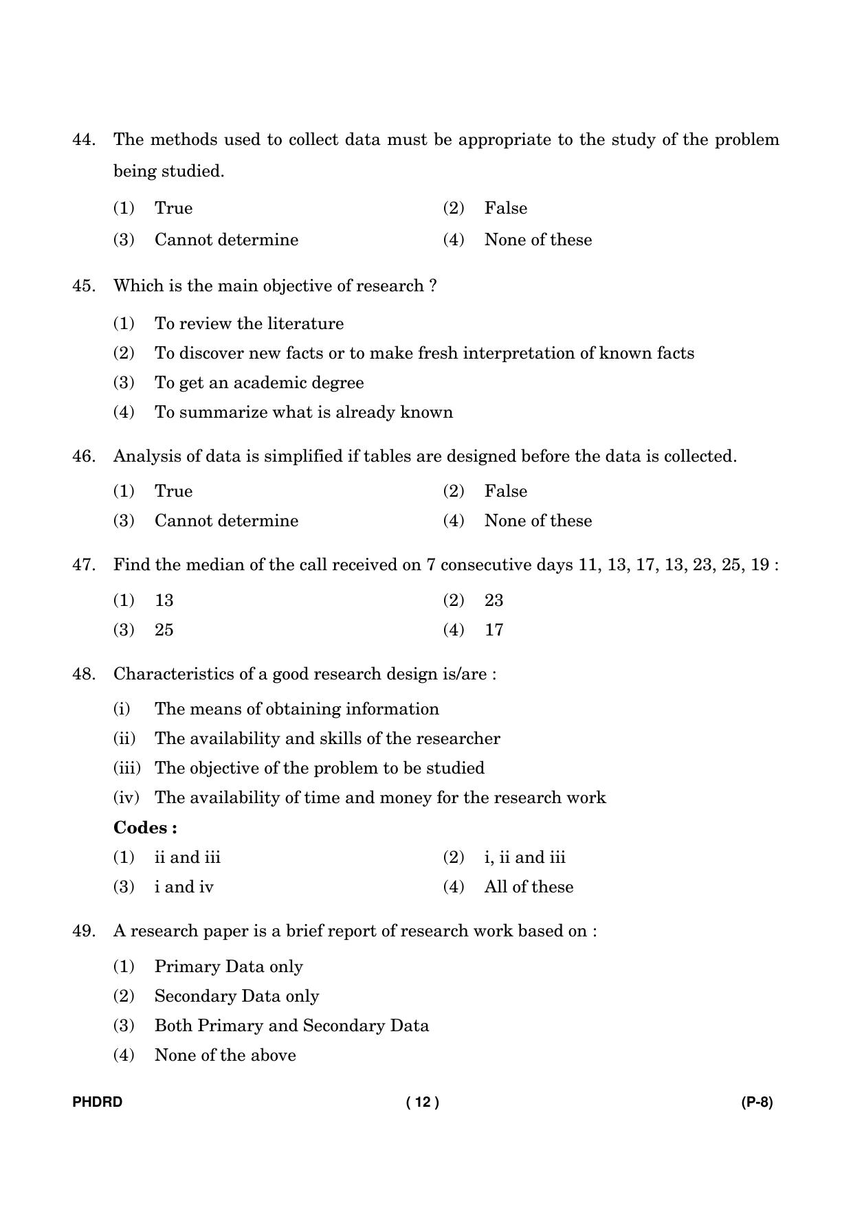 IGNOU PhD Entrance Test Ph. D. (Rural Development) Entrance Test, July, 2023 Question Paper - Page 13