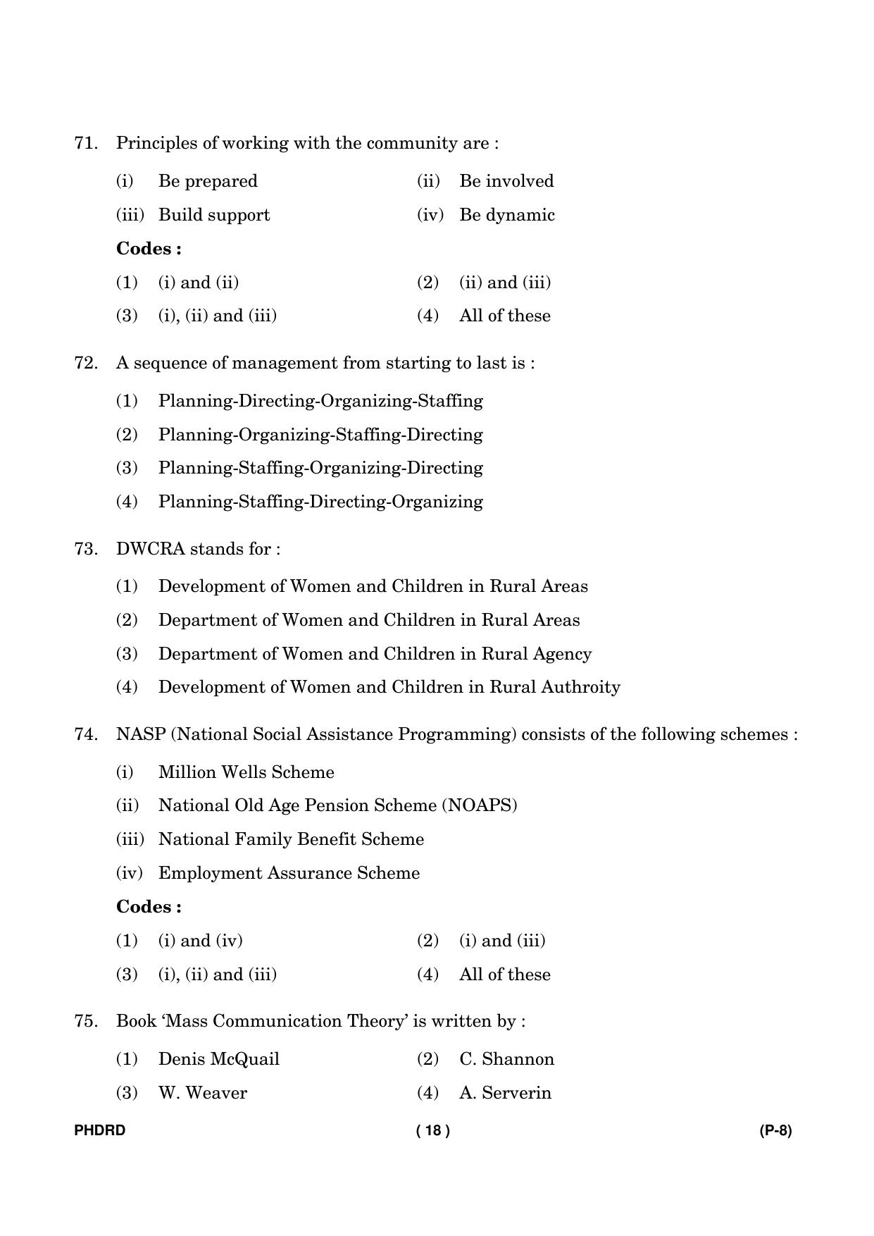 IGNOU PhD Entrance Test Ph. D. (Rural Development) Entrance Test, July, 2023 Question Paper - Page 19