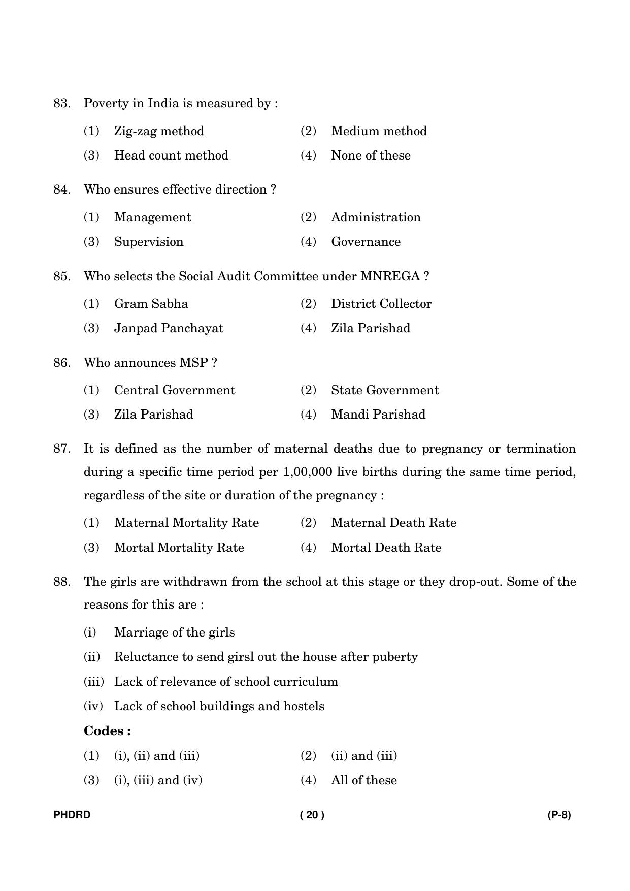 IGNOU PhD Entrance Test Ph. D. (Rural Development) Entrance Test, July, 2023 Question Paper - Page 21