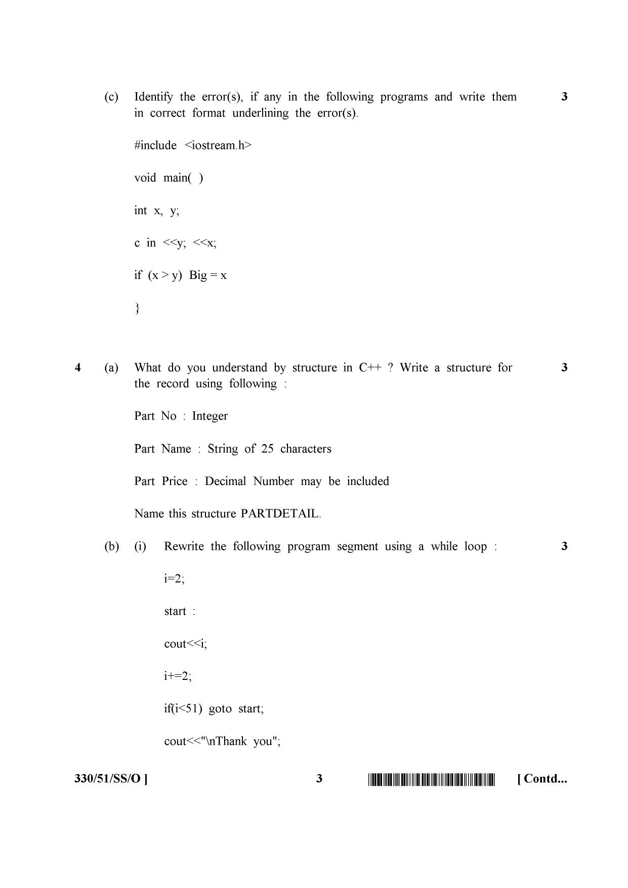 NIOS October 2015 Class 12 Computer Science Question Paper - Page 3