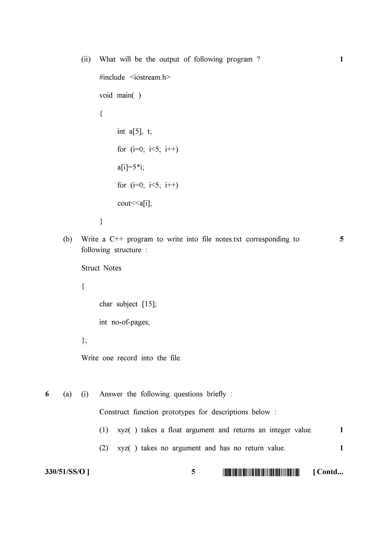 NIOS October 2015 Class 12 Computer Science Question Paper - Page 5