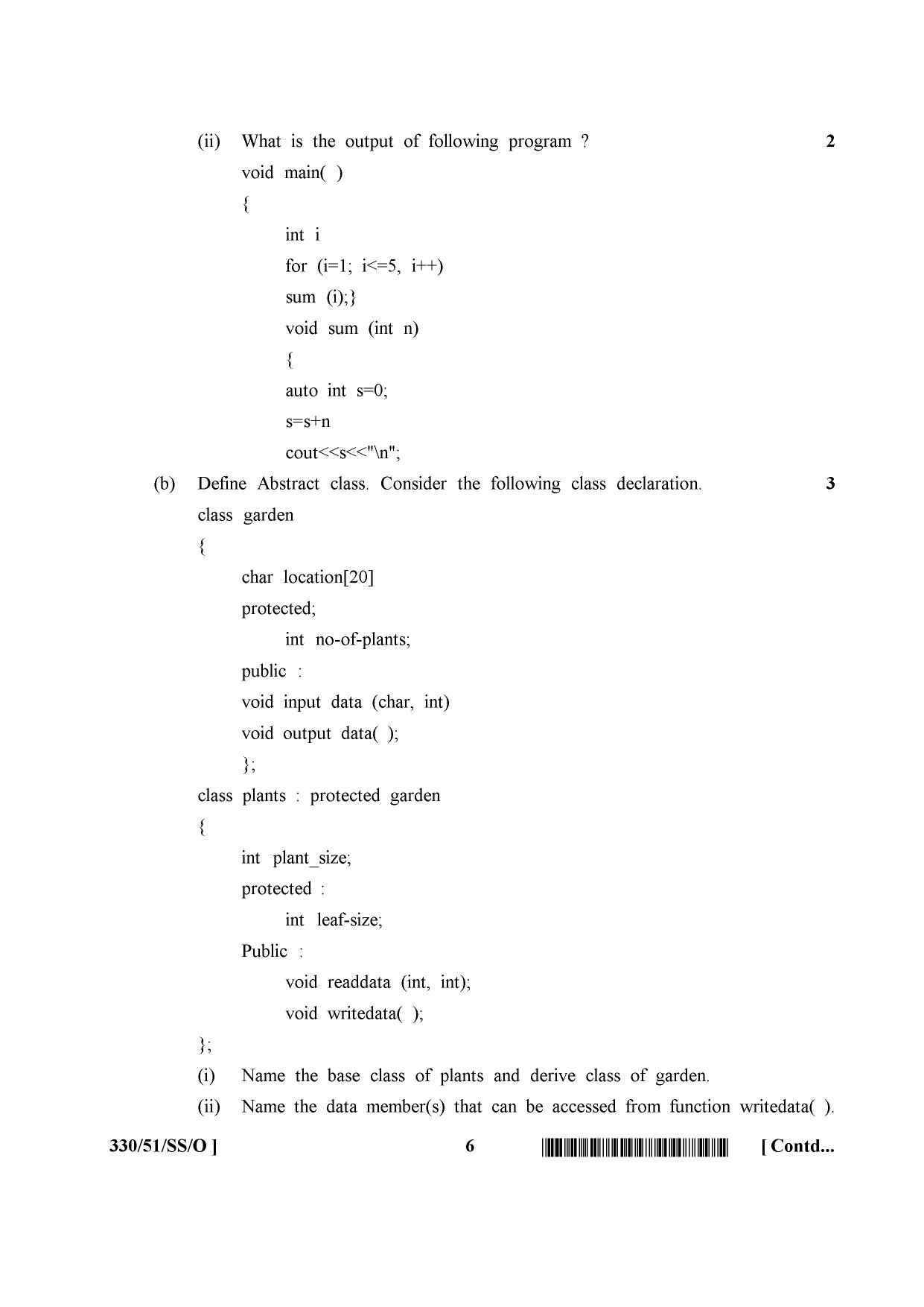 NIOS October 2015 Class 12 Computer Science Question Paper - Page 6