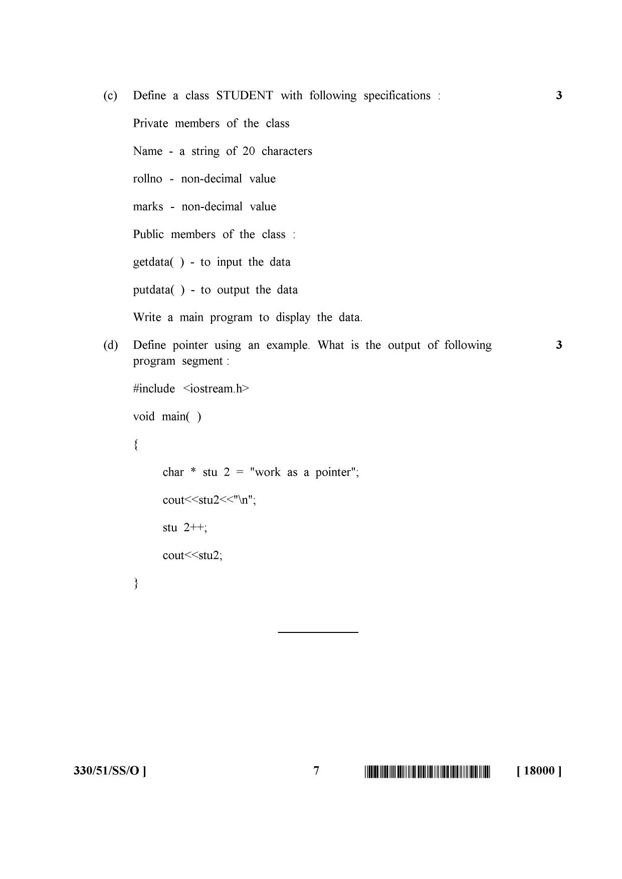 NIOS October 2015 Class 12 Computer Science Question Paper - Page 7