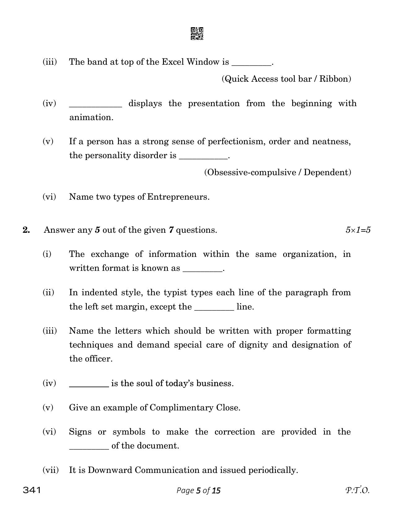 CBSE Class 12 Typography & Computer Applications (Compartment) 2023 Question Paper - Page 5
