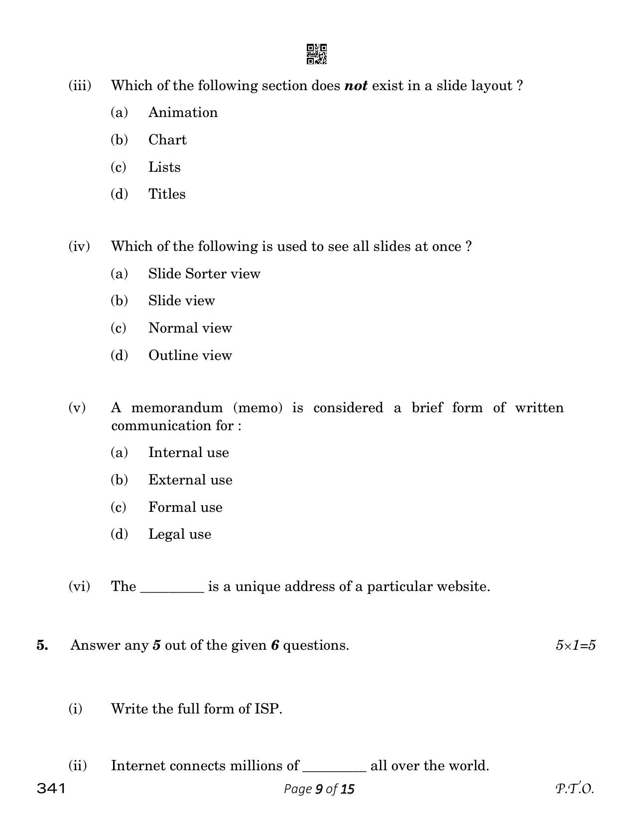 CBSE Class 12 Typography & Computer Applications (Compartment) 2023 Question Paper - Page 9