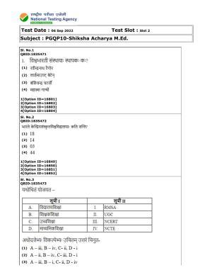 CUET (PG) 2022: PGQP-10 Shiksha Acharya M.Ed (06-09-2022) Question Paper