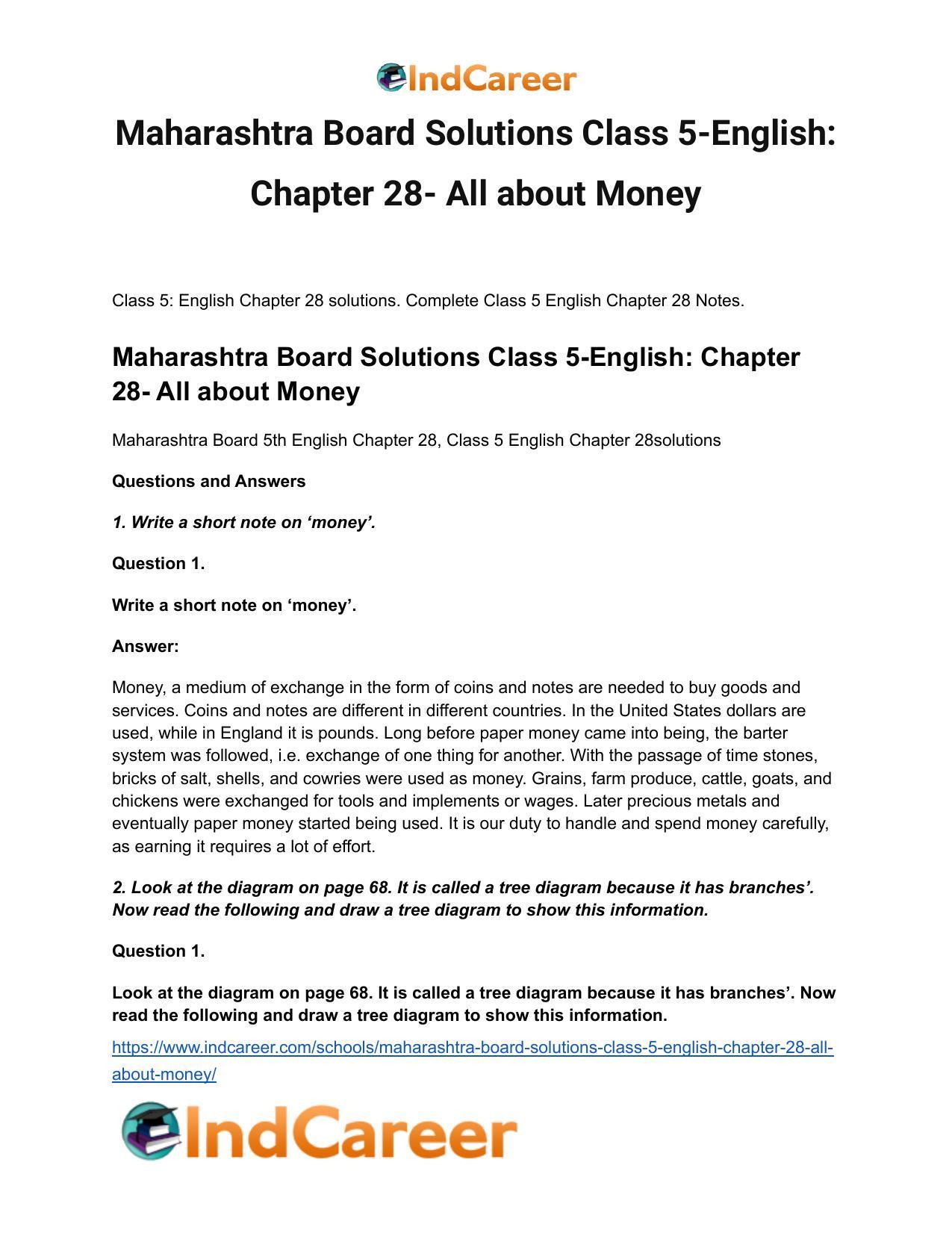 Maharashtra Board Solutions Class 5-English: Chapter 28- All about Money - Page 2