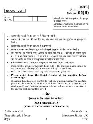 CBSE Class 12 65(B) MATHS For Blind Candidates 2019 Compartment Question Paper