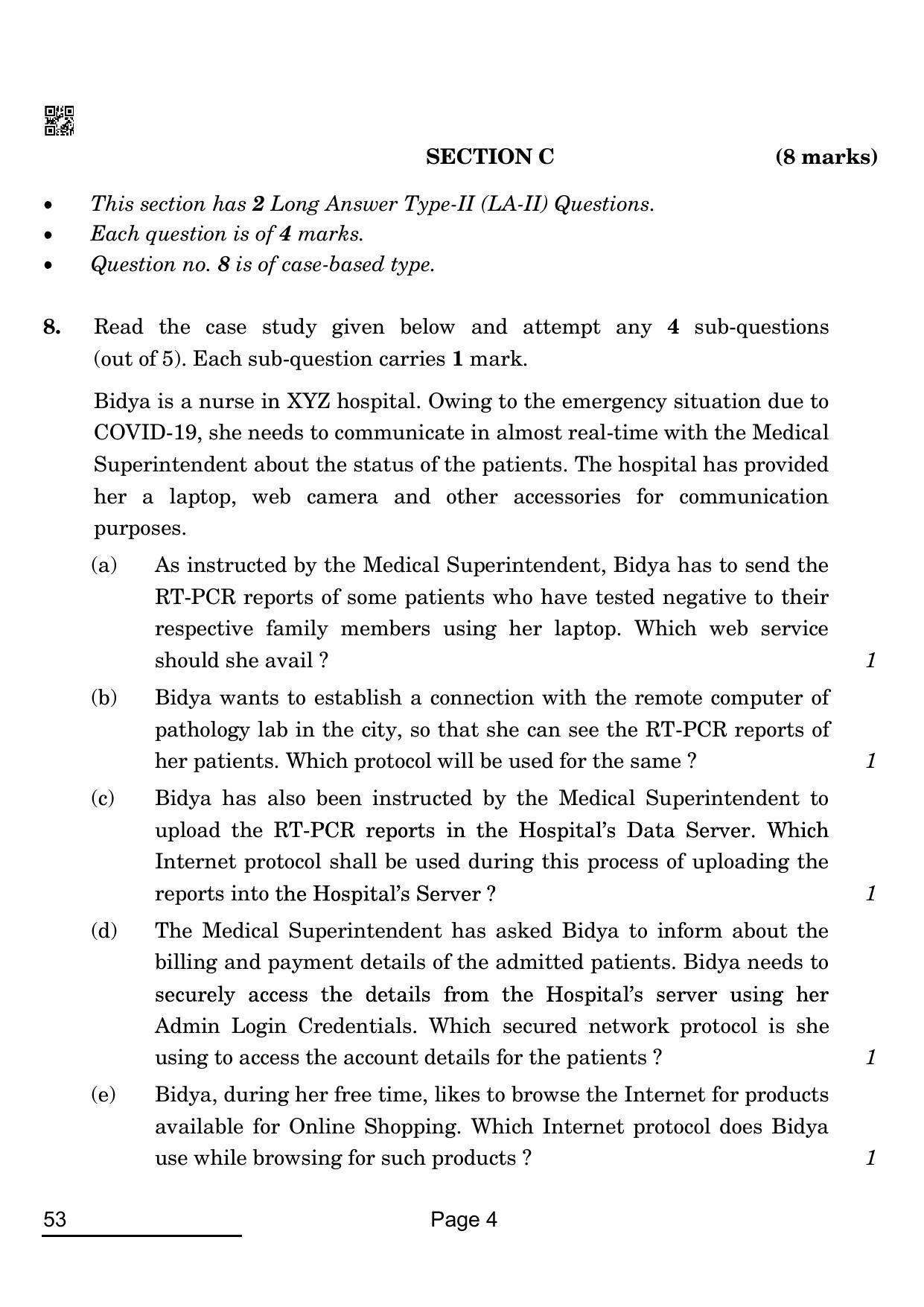 CBSE Class 10 53_Computer Applications 2022 Question Paper - Page 4