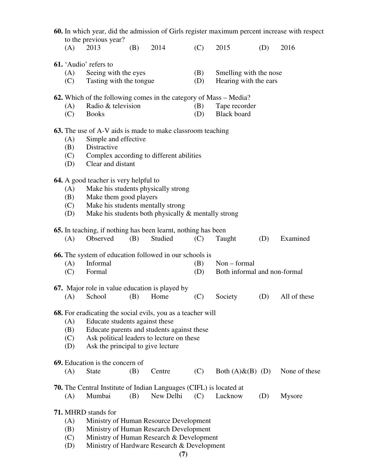 Chandigarh B.Ed 2019 Question Paper - Set D - Page 7