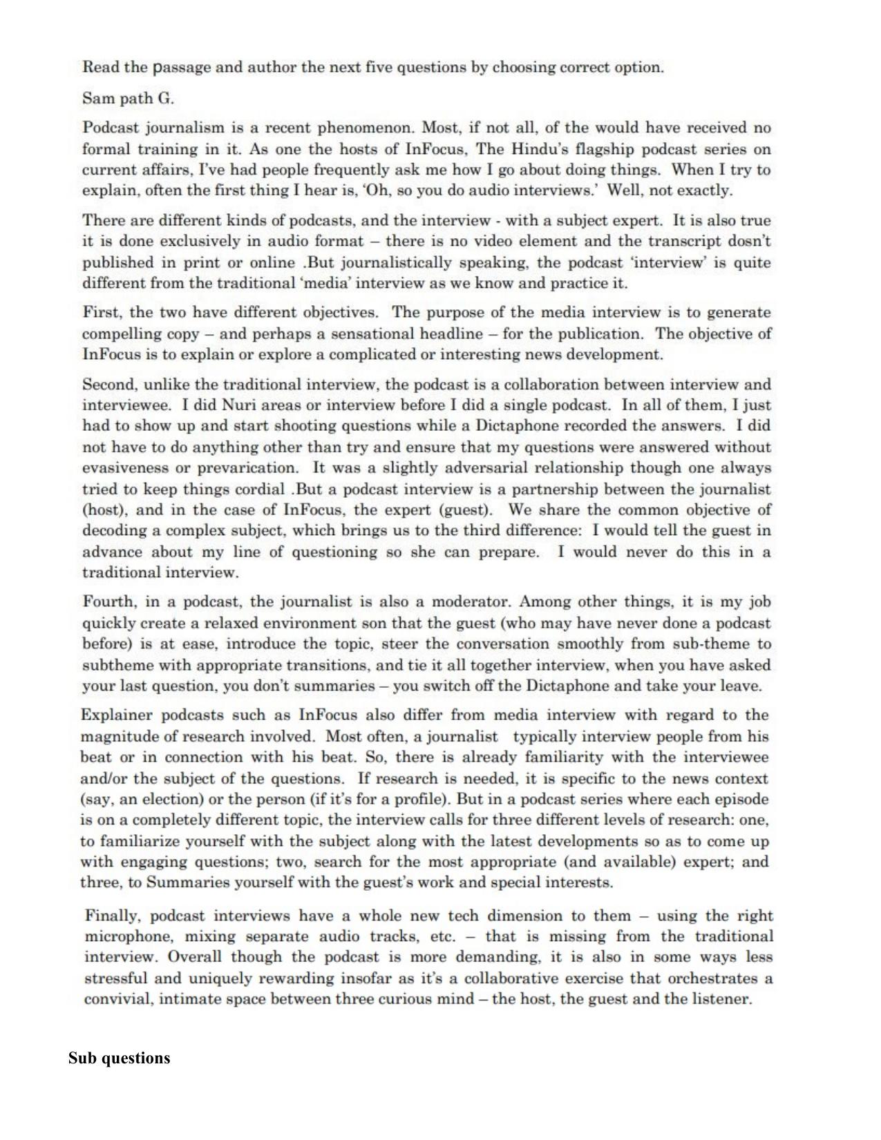 CUET PG 2023: LAQP38 – Urdu Journalism (Eng.)-Shift 3 (06-06-2023) Question Paper - Page 11