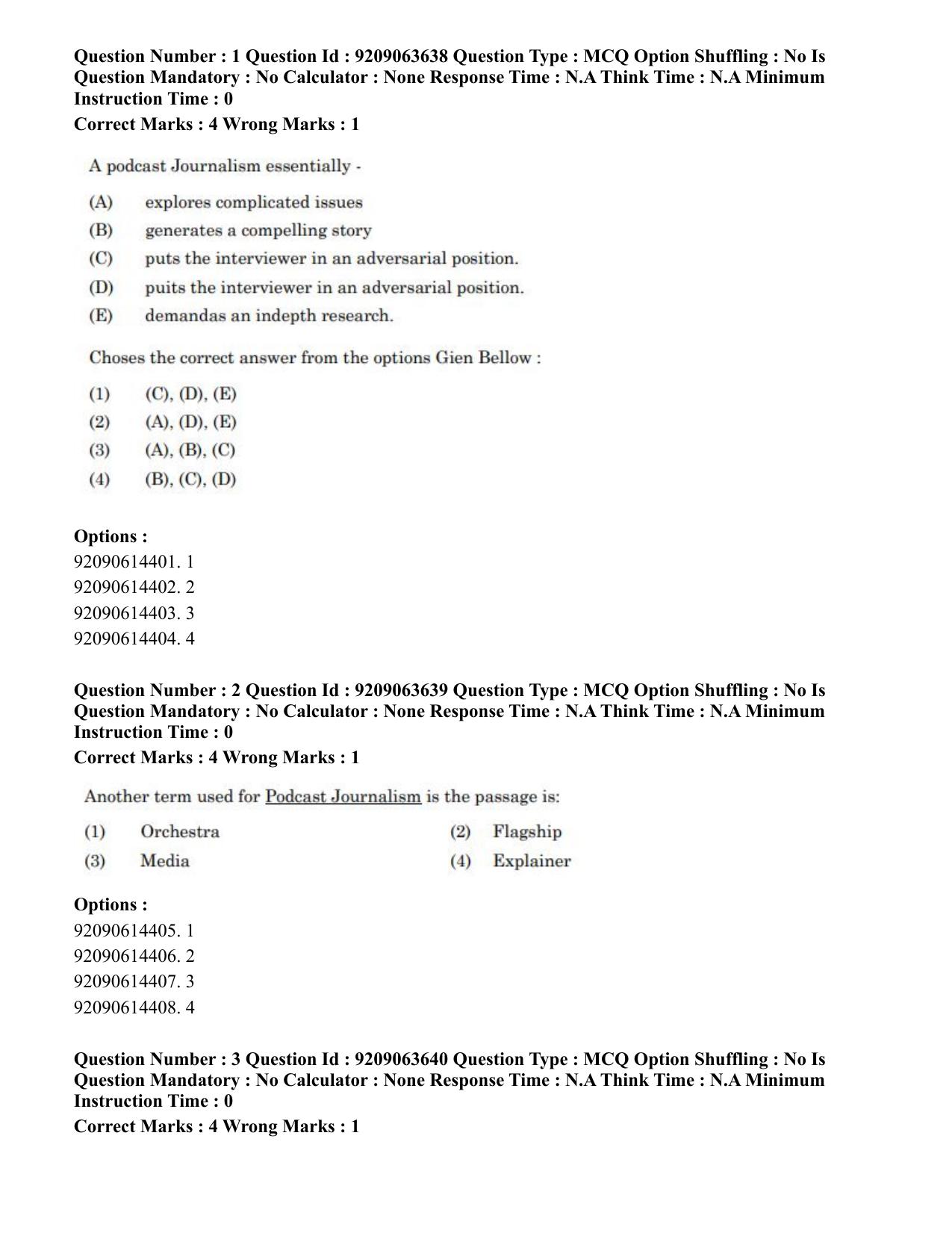 CUET PG 2023: LAQP38 – Urdu Journalism (Eng.)-Shift 3 (06-06-2023) Question Paper - Page 12