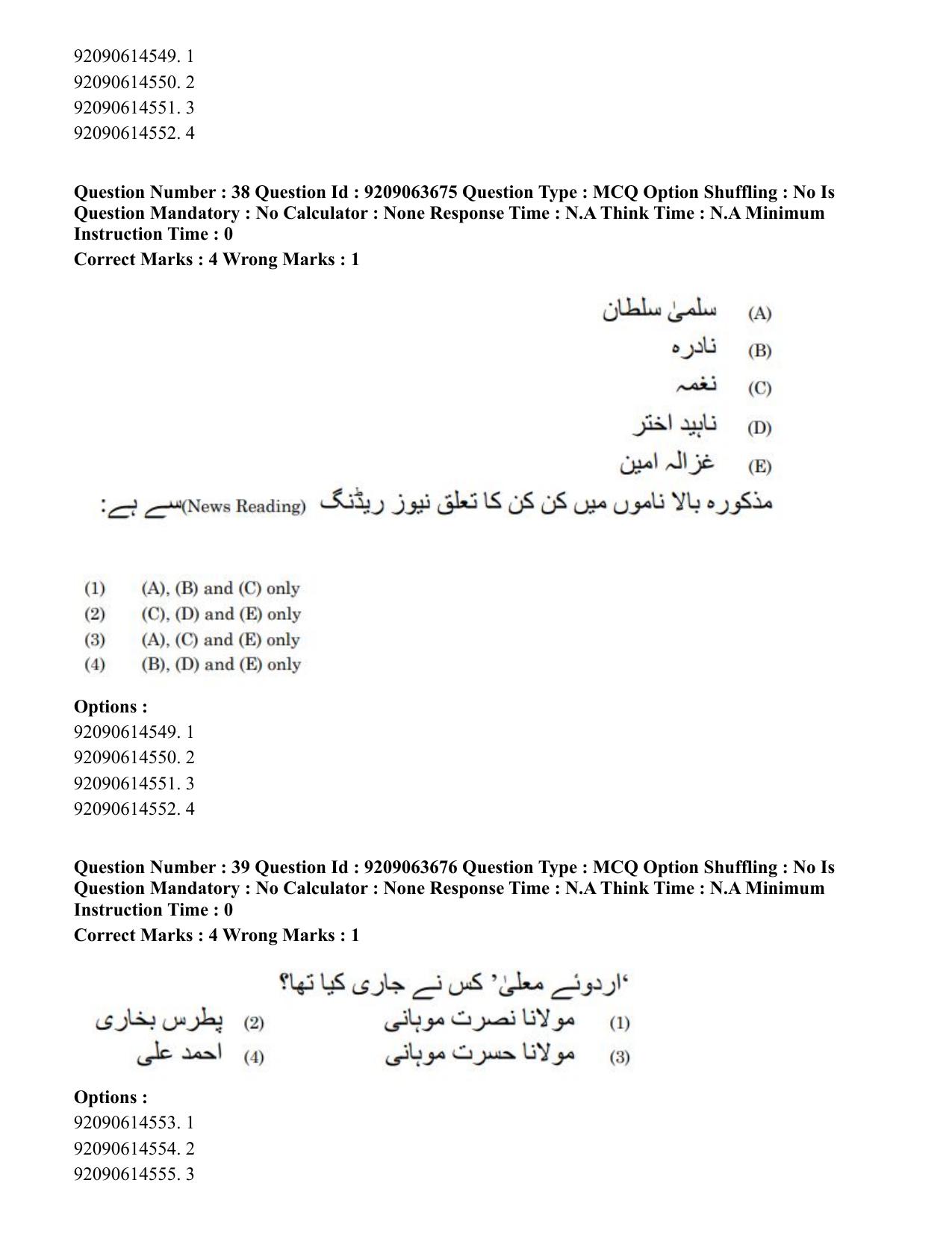 CUET PG 2023: LAQP38 – Urdu Journalism (Eng.)-Shift 3 (06-06-2023) Question Paper - Page 61