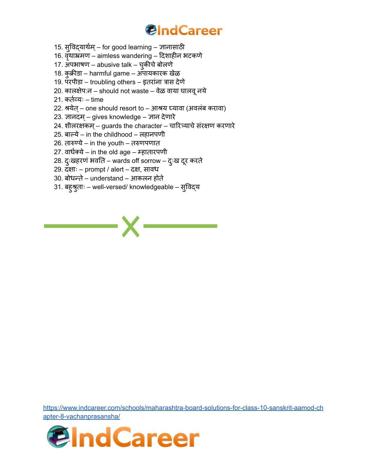 Maharashtra Board Solutions for Class 10- Sanskrit Aamod: Chapter 8- वाचनप्रशंसा - Page 12