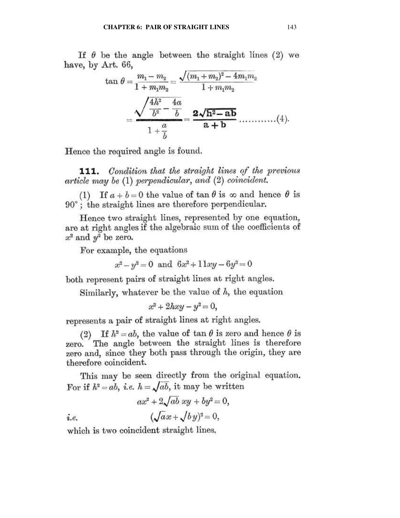 Chapter 6: On Equations Representing Two or More Straight Lines - SL Loney Solutions: The Elements of Coordinate Geometry - Page 4