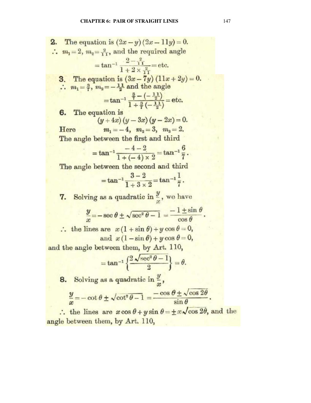 Chapter 6: On Equations Representing Two or More Straight Lines - SL Loney Solutions: The Elements of Coordinate Geometry - Page 8