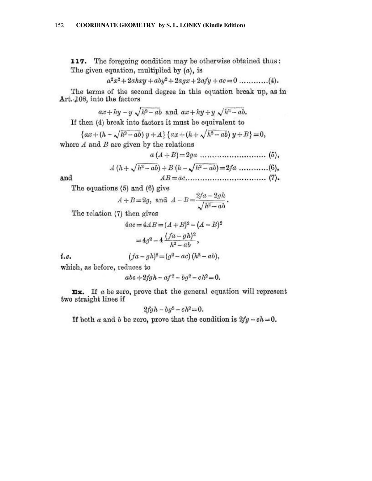 Chapter 6: On Equations Representing Two or More Straight Lines - SL Loney Solutions: The Elements of Coordinate Geometry - Page 13