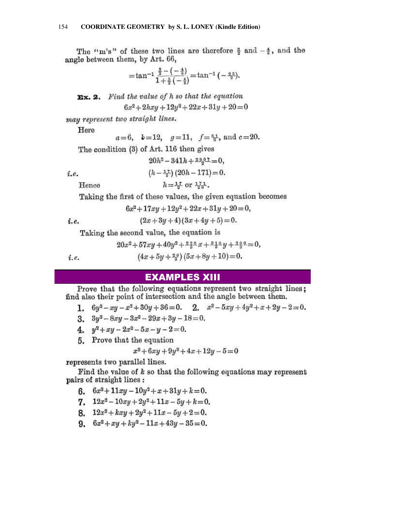 Chapter 6: On Equations Representing Two or More Straight Lines - SL Loney Solutions: The Elements of Coordinate Geometry - Page 15
