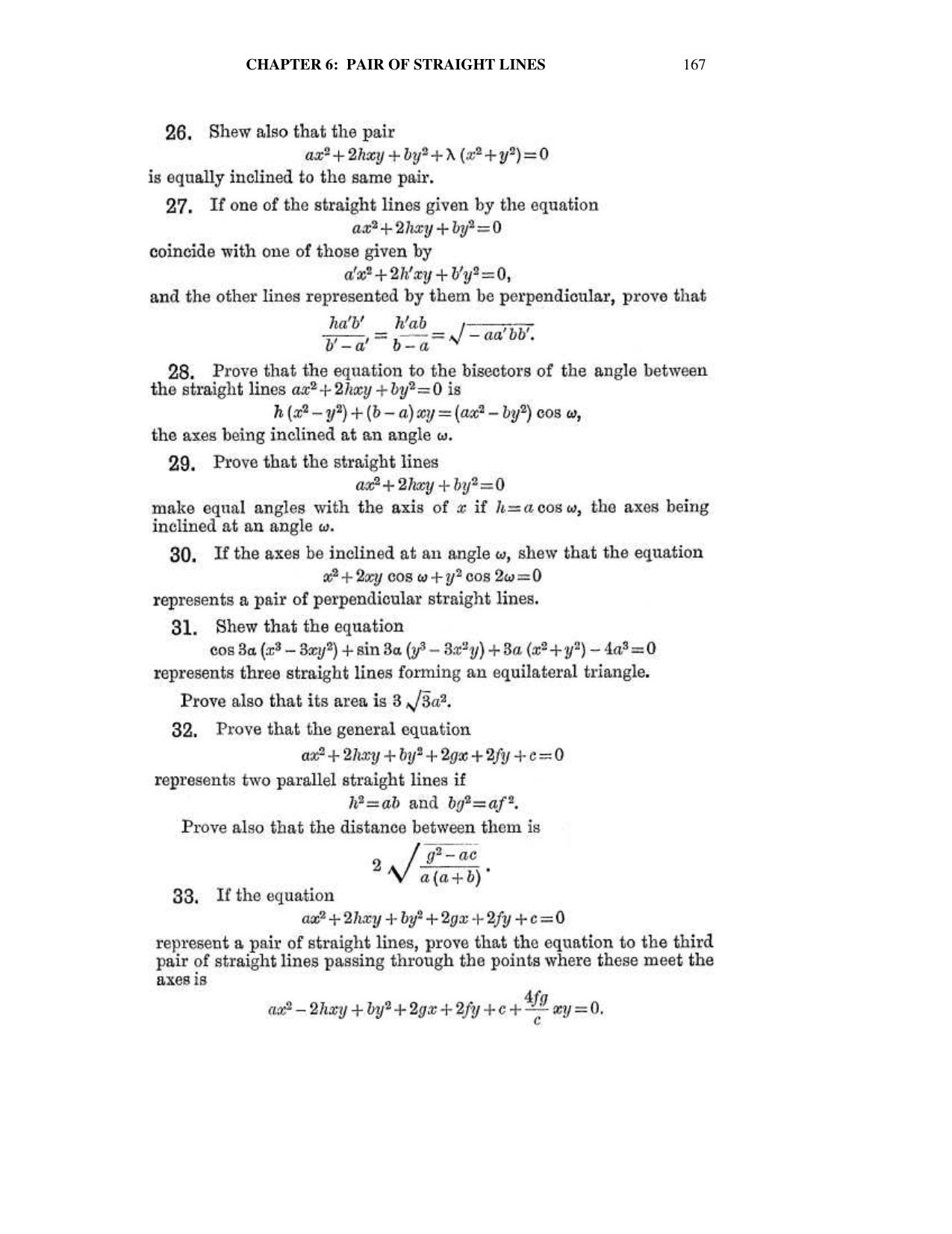 Chapter 6: On Equations Representing Two or More Straight Lines - SL Loney Solutions: The Elements of Coordinate Geometry - Page 28
