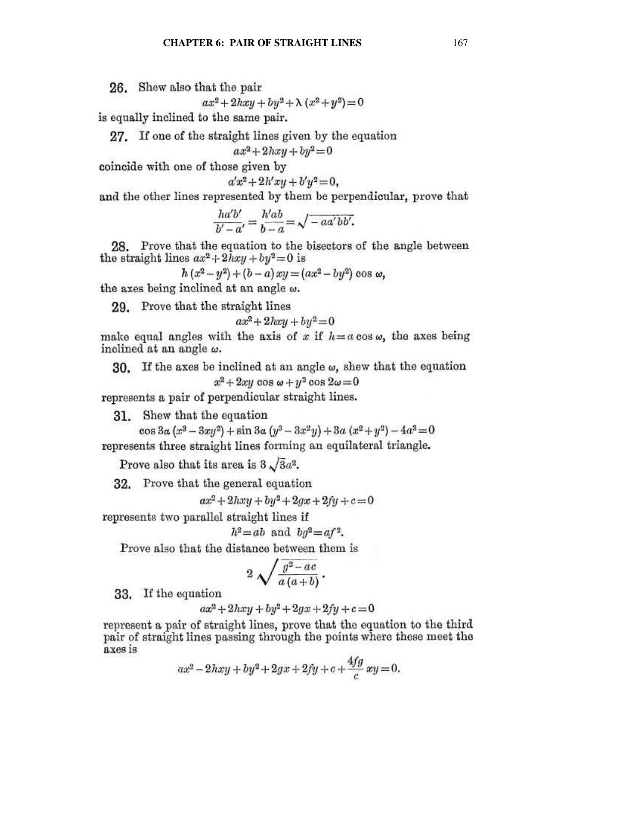 Chapter 6: On Equations Representing Two or More Straight Lines - SL Loney Solutions: The Elements of Coordinate Geometry - Page 28
