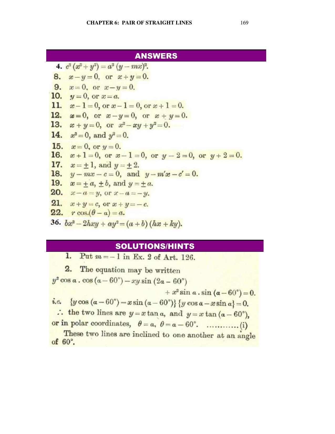 Chapter 6: On Equations Representing Two or More Straight Lines - SL Loney Solutions: The Elements of Coordinate Geometry - Page 30