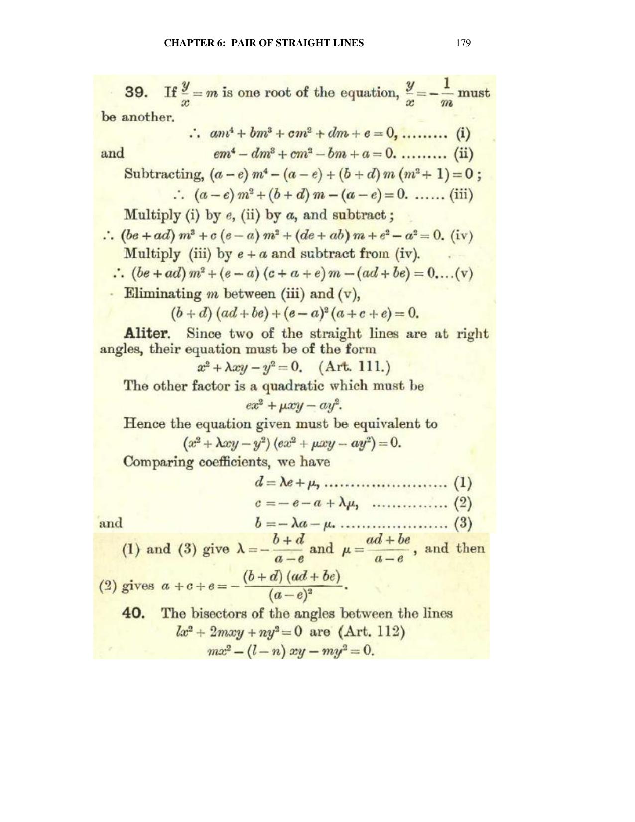 Chapter 6: On Equations Representing Two or More Straight Lines - SL Loney Solutions: The Elements of Coordinate Geometry - Page 40