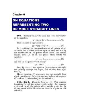Chapter 6: On Equations Representing Two or More Straight Lines - SL Loney Solutions: The Elements of Coordinate Geometry