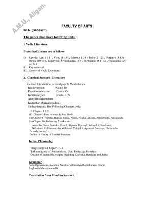 AMU Entrance Exam: AMU Entrance Exam: M.A. Sanskrit Syllabus