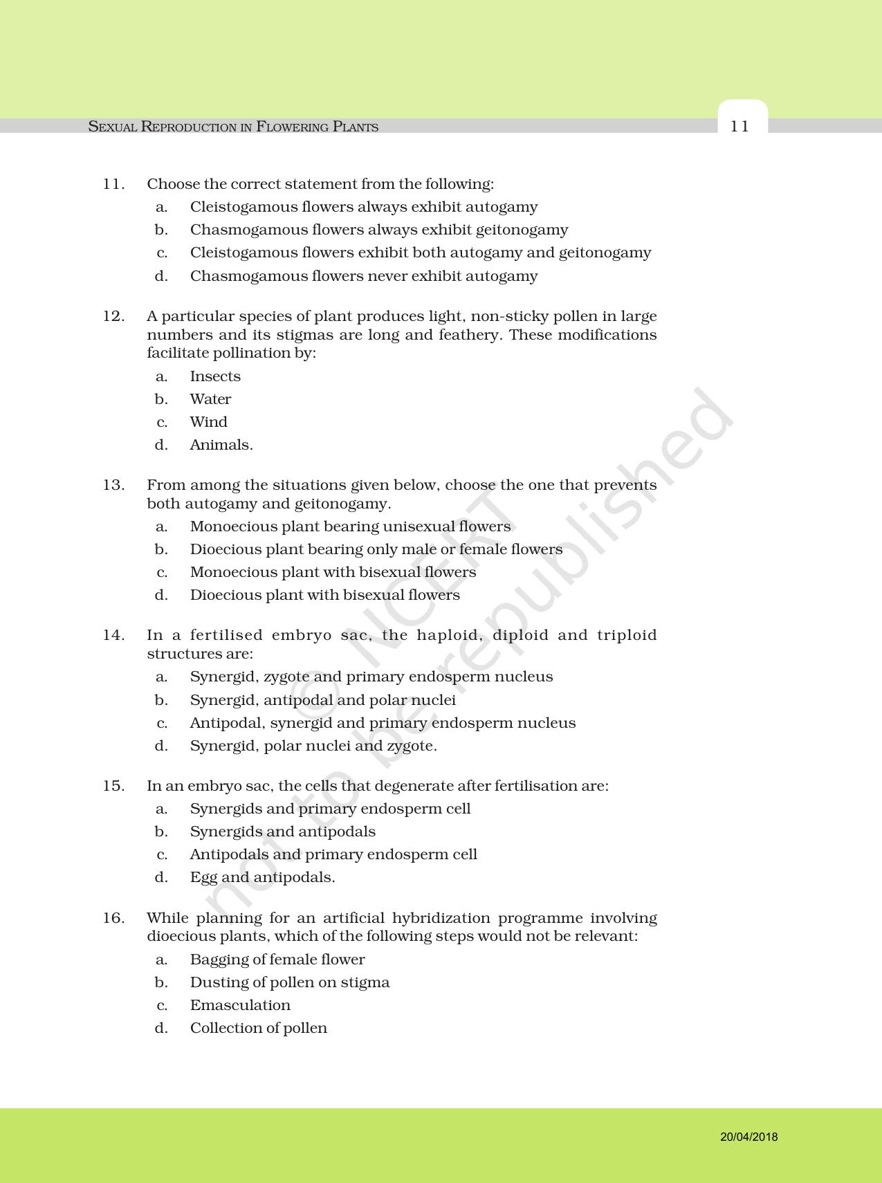 NCERT Exemplar Book for Class 12 Biology: Chapter 2 Sexual Reproduction in Flowering Plants - Page 3