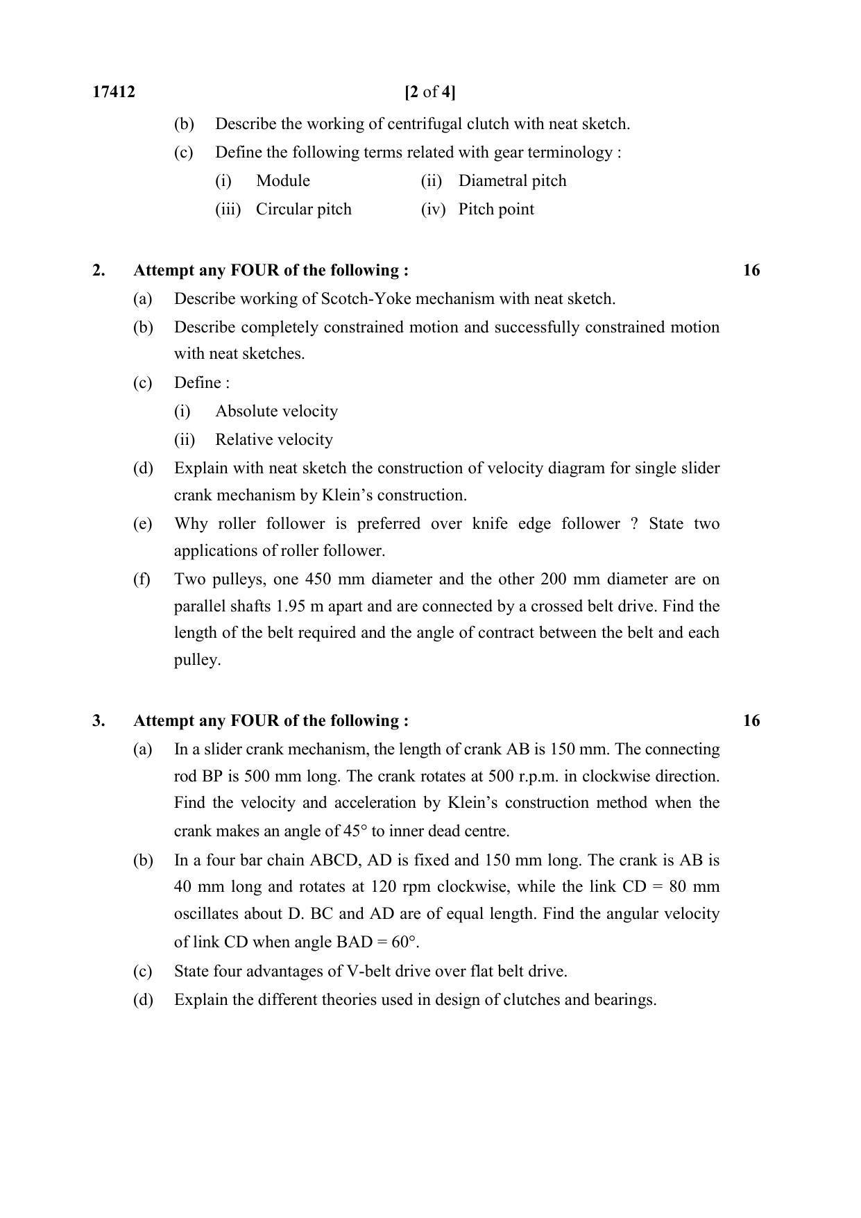 MSBTE Summer Question Paper 2019 - THEORY OF MACHINES - Page 2