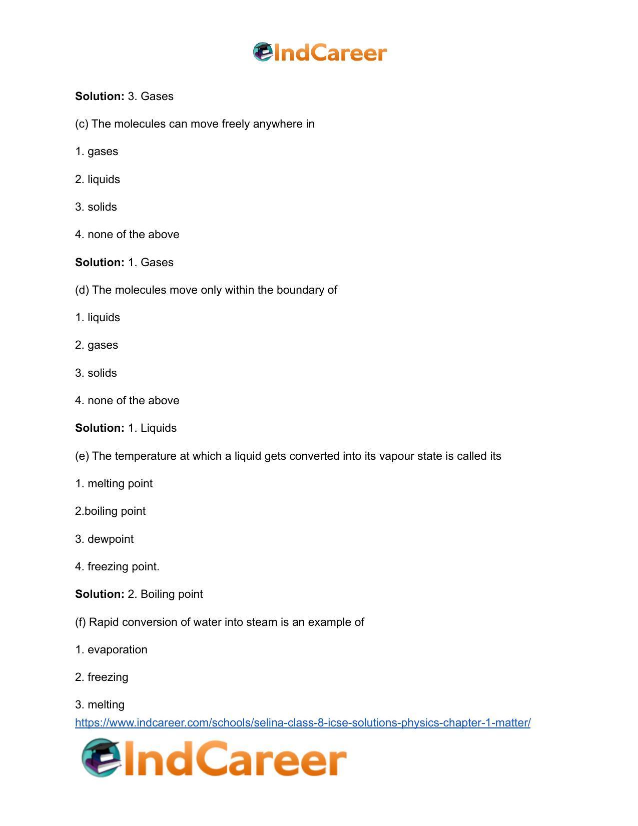 Selina Class 8 ICSE Solutions Physics : Chapter 1- Matter - Page 5